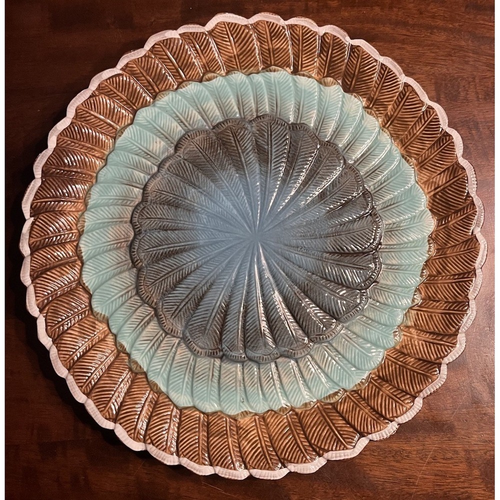 John Derian Target 13" Blue , Brown Serving Platter Stoneware